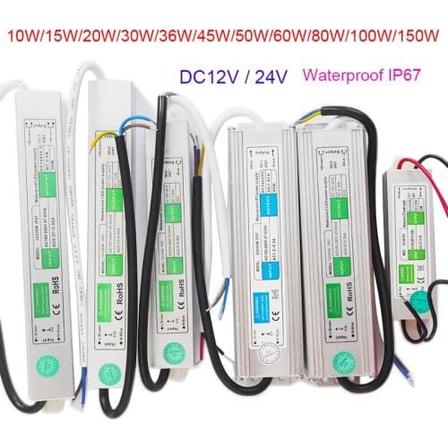 Transformer Power Supply Adapter AC110-260V to DC12V/24V 10W-100W Waterproof ip67 LED Driver Outdoor Transformer for strip light