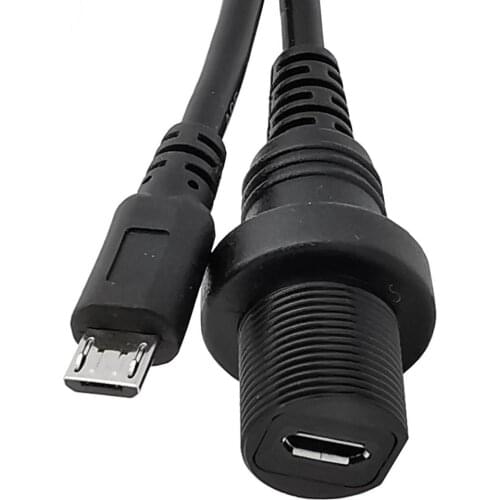 USB2.0 micro 5Pin Male to Female AUX Flush Panel Mount Extension Cable for Car Truck Boat Motorcycle Dashboard
