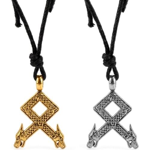 Vintage Charm Jewelry Viking Animal Necklace Dragon Pendant Antique Necklace Double Dragons Sekira Talisman Men Gift