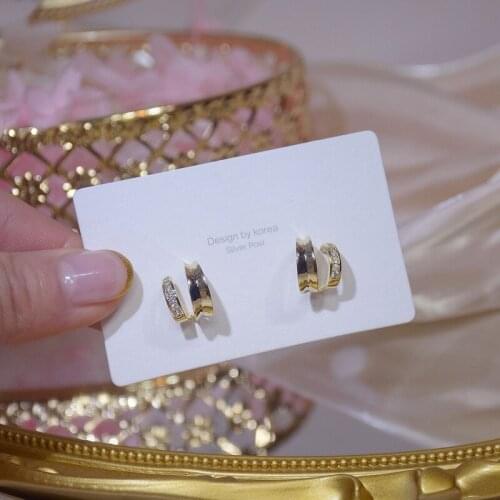 Xinbada fashion jewelry s925 silver needle exquisite micro-inlaid zircon c-shaped stud earrings for woman simple daily earring