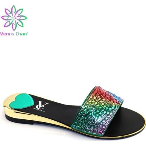 Green Color Top Selling Woman Italian Pointed Toe Shoes African Style Low Heels Shoes For Fashion Party