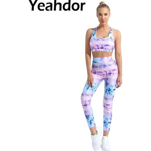 Women Yoga Sportswear Suit U Neck Sleeveless Racer Back Keyhole Back Sport Bra High Waist Pants Set for Running Gym Yoga Fitness