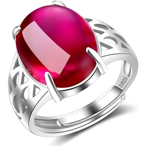Hot Sell Promotion New Fashion Natural Stone Design 925 Sterling Silver Adjustable Size Rings for Women Jewelry Birthday Gift