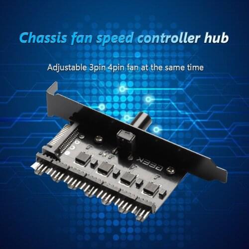 1 to 7 PC Case Cooling Cooler Fan HUB Regulator Splitter 12V Power Supply Socket Computer 4 Pin 3 Pin Speed Controller Adapter