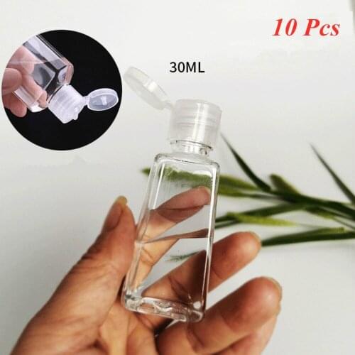 10pcs New 30ml Trapezoidal Empty Hand Sanitizer Bottles Refillable Plastic Container Transparent Gel Bottle Empty Bottles
