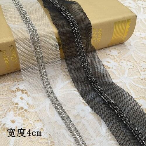 10Yard Beaded Chain Fringe Mesh Trimming Lace Ribbon Scrapbooking Applique Embellishment Crystal Sewing Renda For Wedding Dress