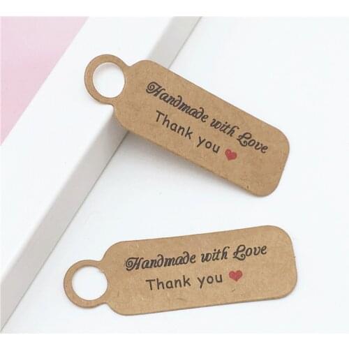 100Pcs Kraft Paper Handmade Love Gift Tags Thank You Packing Gift Boxes Price Labels Jewelry Note Small Label Cards Hang Tags