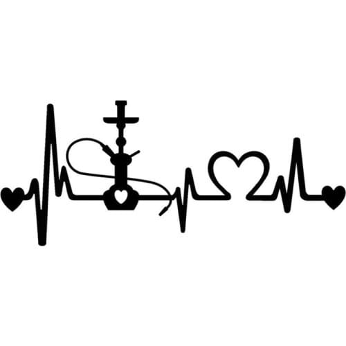 14.2CM*6CM Hookah Heartbeat Lifeline Decal Vinyl Black/Silver Car Sticker C22-1097