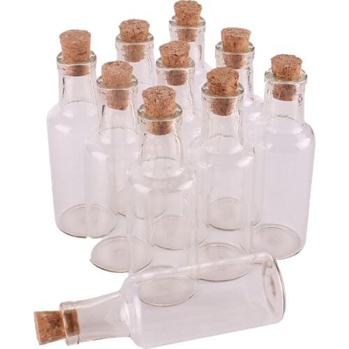 20pcs 15ml size 24*70*8mm Transparent Glass Wishing Bottles with Cork Stopper Empty Spice Jars Vials Christmas Wedding gift