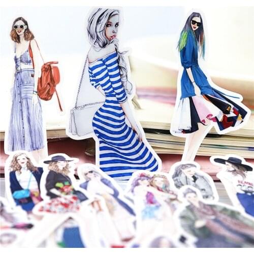 23pcs cute Colorfull Street girls stickers DIY Laptop StickersKids Waterproof DIY Decals Sticker for Fridge Suitcase Stationery