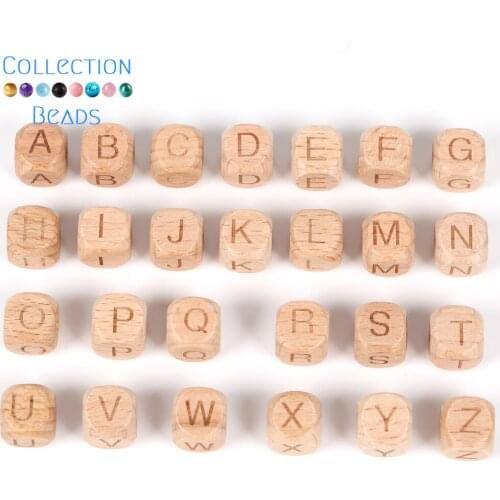 500Pcs Natural Beech Wooden Letter Alphabet Beads Baby Teether Food Grade Wooden Toys For DIY Bracelet Jewelry Making