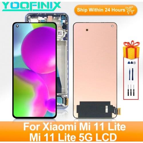 "6.55" 5G Super AMOLED For Xiaomi Mi 11 Lite Display LCD Touch Screen Digitizer Display Replacement Parts For Mi 11 Lite 5G LCD