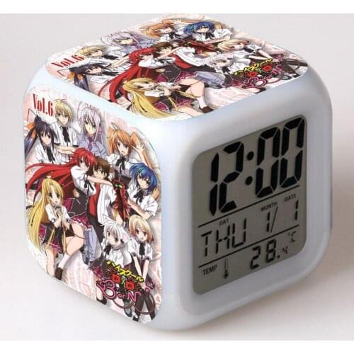 Anime High School DxD Cartoon LED 7 Color Flash Digital Alarm Clocks Night Light Bedroom Desk Clock despertador Alarm-Clock