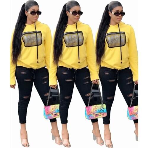 BN7031 Wholesale Items Womens Long Sleeve Hoodie Crop Top Sports Pullover Sweatshirt Tracksuit Two Piece Set