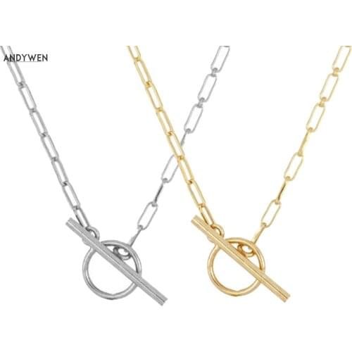 ANDYWEN 925 Sterling Silver Gold Horoscope Chain Round Line locker Choker Necklace 2020 Rock Punk Fashion Fine Luxury Jewelry