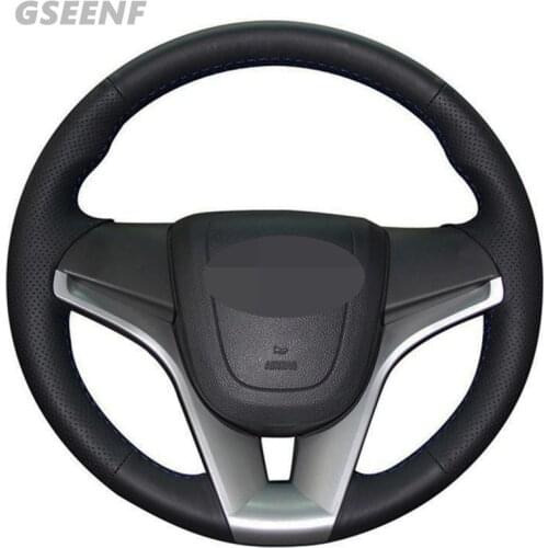 Car Steering Wheel Cover For Chevrolet Cruze 2009-2014 Aveo Orlando Holden Cruze Ravon R4 Black Hand-stitched Artificial Leather