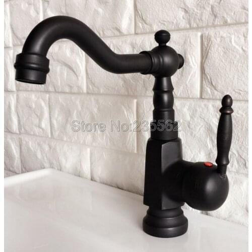 Black Oil Rubbed Brass 360 Degree Swivel Bathroom Faucet Deck Mount Basin / Sink Faucets Lnf353