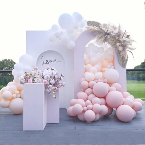 DIY Retro Cream Peach Pink Balloon Garland Kit Wedding Birthday Party Supplies Decoration Macaron Pink Latex Balloon Decoration