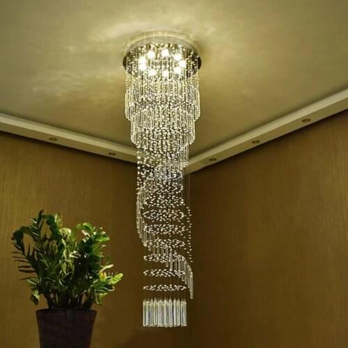 K9 Crystal Chandelier Modern Flush Mount Crystal Light Spiral Ladder Luxury Crystal Hanging Fixtures Crystal Chandelier