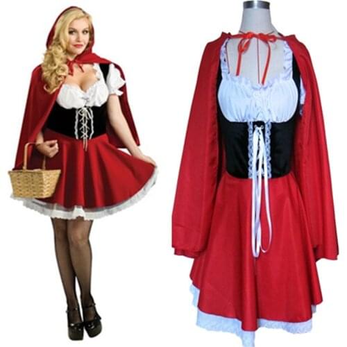 Plus Size S-6XL Costume Adult Little Red Riding Hood Costume Anime Cosplay Fantasy Game Uniforms Halloween Party Fancy Dress