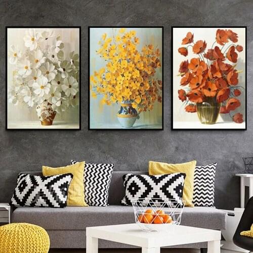 Red Orange Yellow Flower Painting Minimalism Bonsai Poster Art Canvas Nordic Modern Bedroom Furniture Decoration Painting