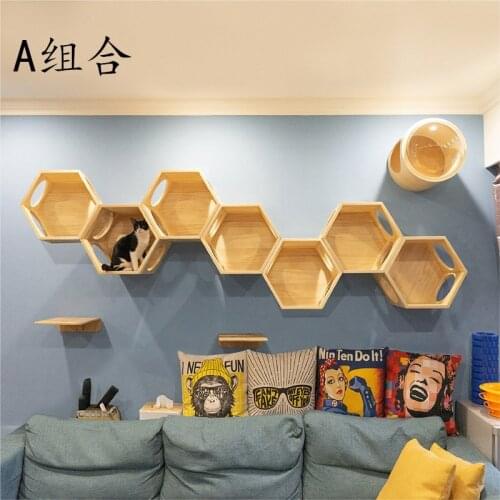 Wall mounted cat rack cat climbing frame cat jumping platform cat scratching board cat litter creative combination