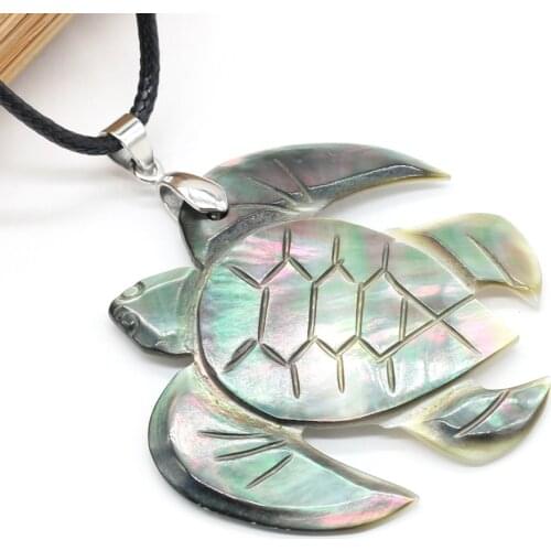 Natural Shell Alloy Tortoise Pendant Necklace Creative Personality Handmade Crafts DIY Necklaces Sweater Chain Jewelry Gift Make