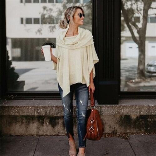 2020 New Off Shoulder Ruffle Batwing T-shirt Female T-shirt For Womens Clothing Tops Irregular Hem Smocked Poncho Cape Costumes