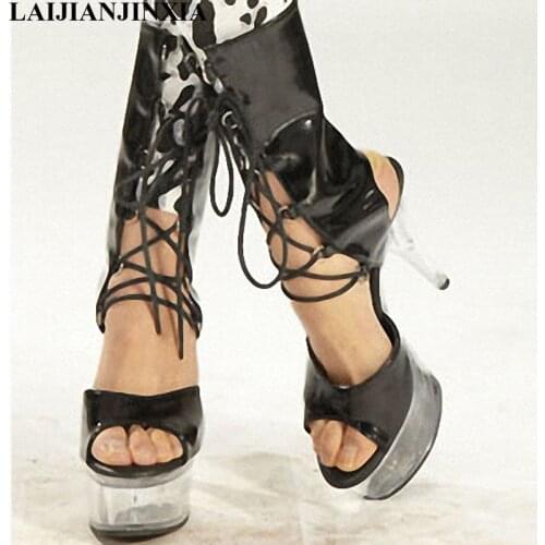 New European and American brand 15CM ultra high heels and cool boots/low boots, sexy shoes performance model dancing shoes