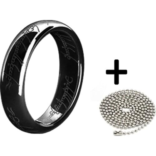 Wedding band rings with chain 3 colors gold black silver the Hobbit Jewelry 316l stainless steel Pendant christmas present