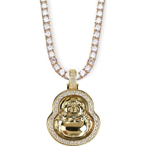 Hip Hop New Custom Gold Silver Color Plated Maitreya Pendant Necklace Iced Out CZ Stone Gold Chains for Women Men Jewelry Bling