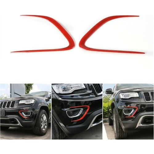 Front Rear Fog Light Lamp Red Trim Cover For Jeep Grand Cherokee 2014 - 2016 2pc