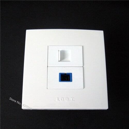 RJ45 And Fiber SC Optical Interface Socket 86 Type Wall Panel Sockets White Weak Panel Free Shipping