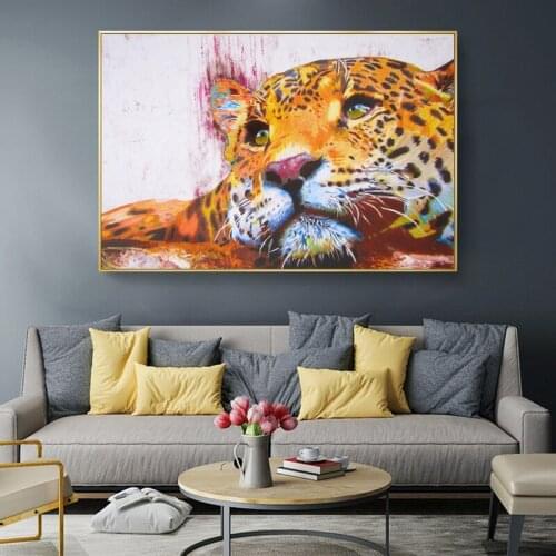 SELFLESSLY Leopard Lying Pictures Canvas Painting Colorful Animal Posters And Prints Wall Art For Living Room Home Decoration