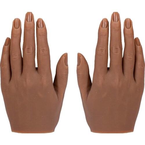 Silicone Hand Model For Nail Art Practice 3D Adult Mannequin With Flexible Finger Adjustment Display Include Holdle Braket
