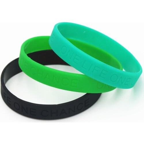 3PCS Fashion One Life One Chance Silicone Wristband Black Blue Green Rubber Engraved Bracelets&Bangles Men Women Gifts SH066
