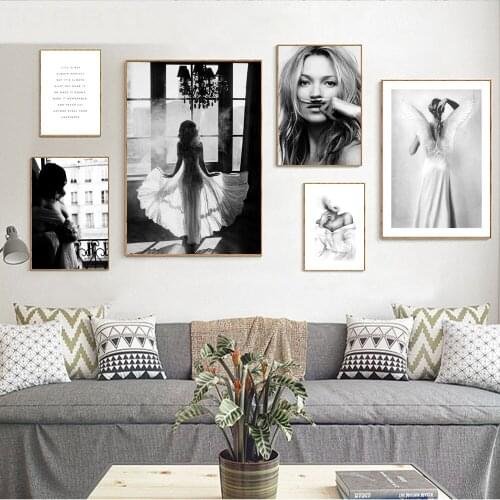 Modern Black White Sexy Woman Poster Art Print Paris Fashion Canvas Painting Neck kiss Wall Picture For Living Room Home Decor