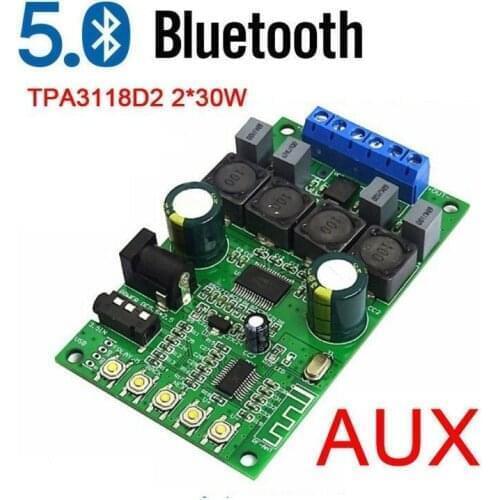 TPA3118D2 30WX2 Bluetooth 5.0 Audio Receiver POWER Amplifier Board Stereo wireless audio AMP AUX FOR 12V 24V CAR
