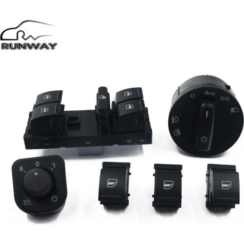 Mirror Switch Headlight Fog Lamp Switch Window Switch Button for Volkswagen VW jetta mk5 golf 5 6 tiguan passat b6 CC 6PCS/SET
