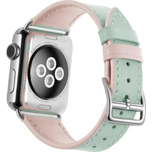 Ladies Watch Band For Apple Watch Series 4 40/44mm Wrist Strap Candy Colors Genuine Leather Watchband For Apple Series 3 2 1