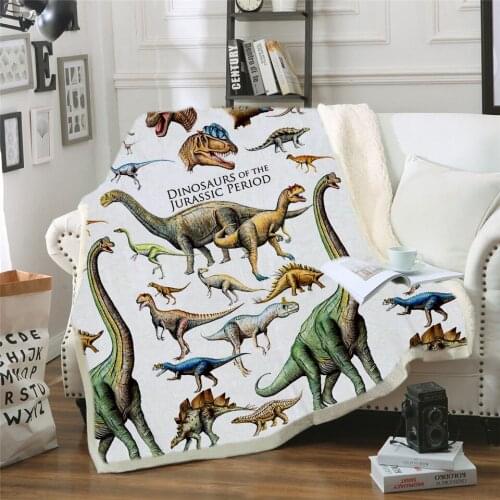 Winter dinosaur cotton wool square blanket thick plush 3D digital printing blanket
