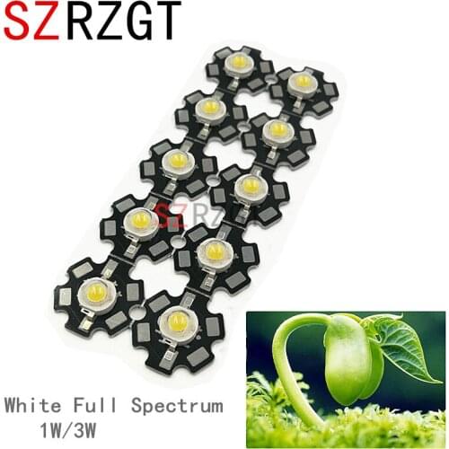 10-100pcs 1w 30mil 3w 45mil White Full Spectrum 385~780nm LED Diodes Emitting For Plant Grow With 20mm Star Base