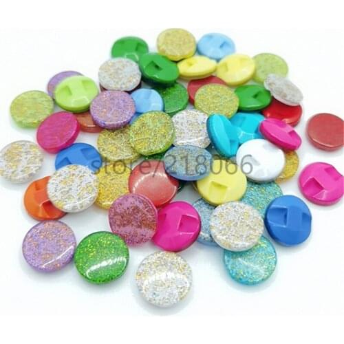 50/200Pcs/Pack 12mm Glitter Round Plastic Flatback Button DIY Decoration Jewelry/Craft Accessories