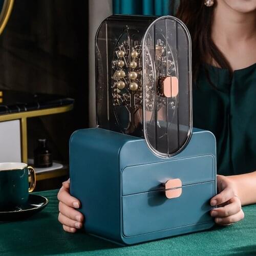 2021 Organizer Storage Box Exquisite High-grade Dust-proof Household Large-capacity Earrings Necklace Online Celebrity Display