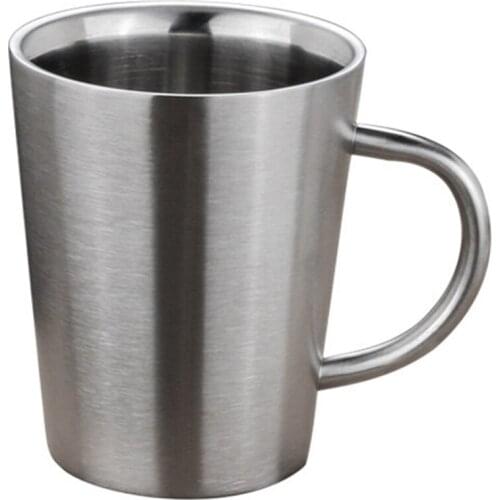 340 Ml Stainless Steel Copper Plated Coffee Cup Double Layers 304 High Temperature Resistance Milk Tea Mug Silver