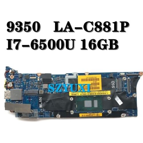 Brand NEW i7-6500U 16GB LA-C881P For DELL XPS 13 9350 Motherboard CN-0KV8M6 KV8M6 0KV8M6 Mainboard 100% Tested