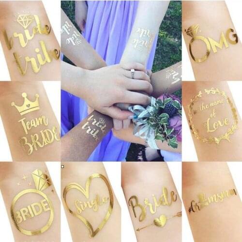 Bachelorette Party team Bride Bridesmaid tribe squad temporary tattoo Hen Night Golden Sticker bride to be wedding supplies