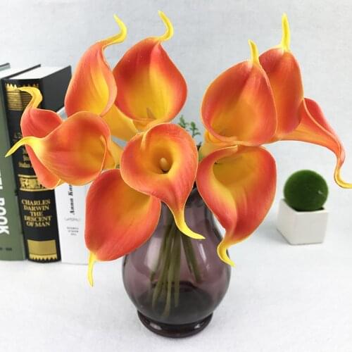 10pc Calla Artificial Flowers Bouquet PU Fake Flowers for Home Wedding Decoration indoor Simulation Flower Desktop Decoration