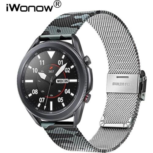 Camo Milanese Band 22mm 20mm for Samsung Galaxy Watch3 45mm 41mm Men Women Quick Release Strap Watch 3 Stainless Steel Watchband