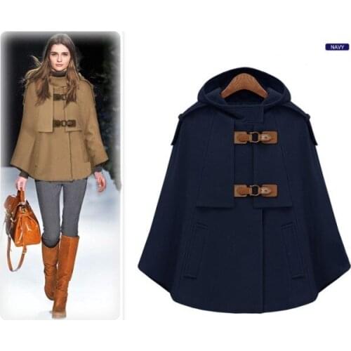 Classic Winter Womens Outerwear Jacket with a Hood, Ladies Discount Woolen Blends Coat
